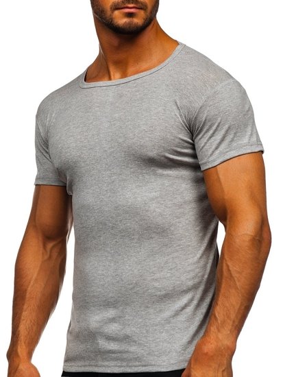 T-shirt senza stampa da uomo grigia Bolf NB003