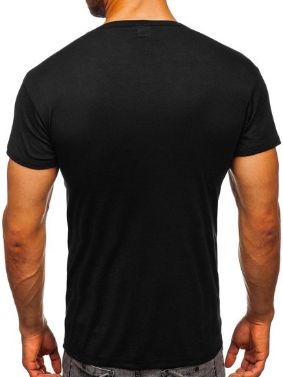 T-shirt senza stampa da uomo nera Bolf NB003