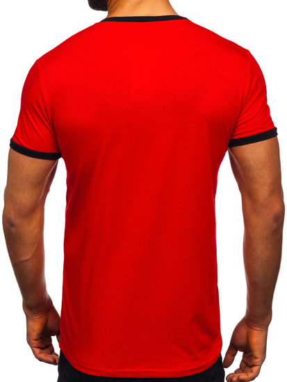 T-shirt senza stampa da uomo rossa Bolf 8T83