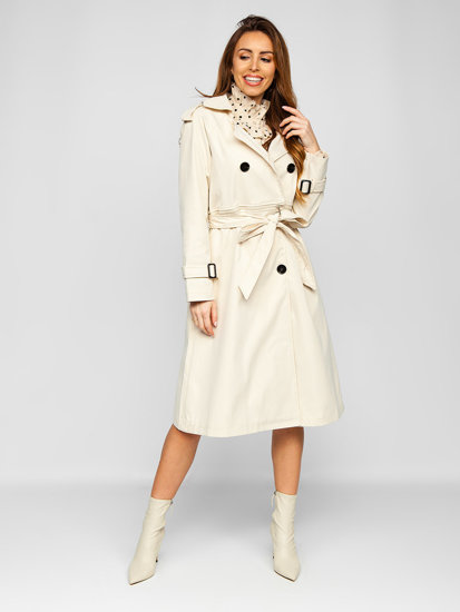 Trench cappotto lungo giacca 2in1 con cintura da donna beige Bolf AG3011