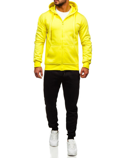 Tuta con felpa a zip con cappuccio da uomo giallo chiara Bolf D004