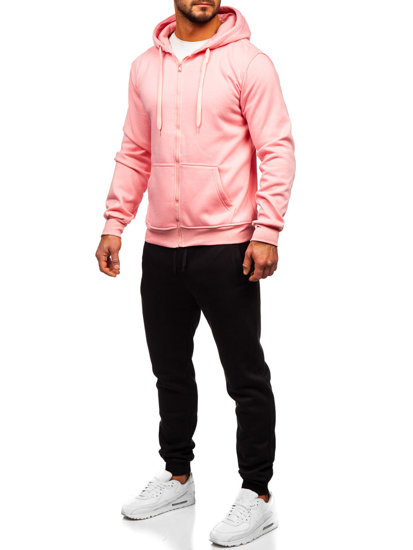 Tuta con felpa a zip con cappuccio da uomo rosa chiara Bolf D004