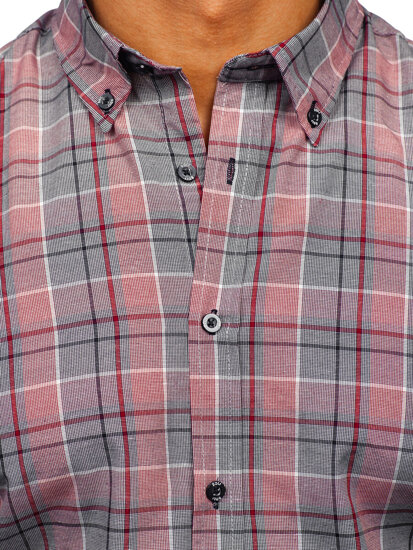 Uomo Camicia a quadri con maniche lunghe Rosso Bolf 22748