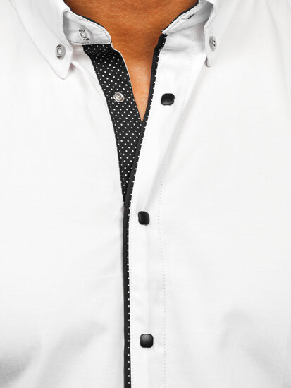 Uomo Camicia elegante a maniche lunghe Bianco Bolf 17724