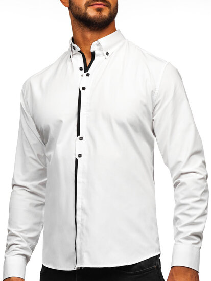 Uomo Camicia elegante a maniche lunghe Bianco Bolf 24701