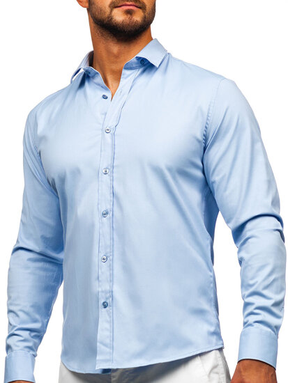 Uomo Camicia elegante a maniche lunghe Blu Bolf 24702