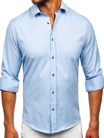 Uomo Camicia elegante a maniche lunghe Blu Bolf 24702