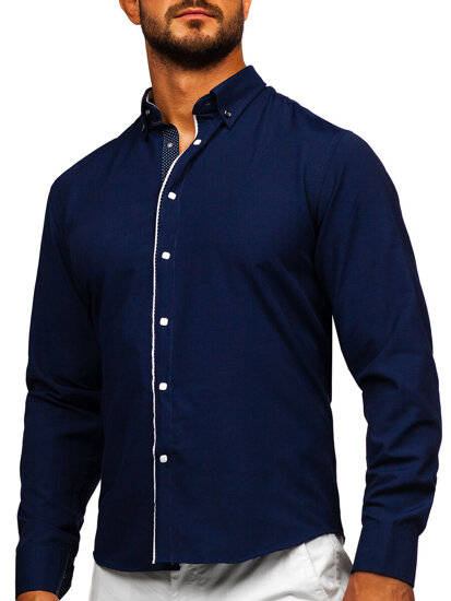 Uomo Camicia elegante a maniche lunghe Blu scuro Bolf 17724