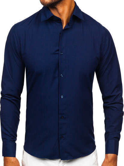 Uomo Camicia elegante a maniche lunghe Blu scuro Bolf 24740