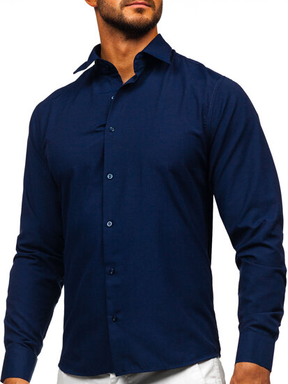 Uomo Camicia elegante a maniche lunghe Blu scuro Bolf 24740