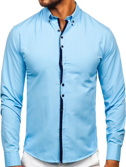 Uomo Camicia elegante a maniche lunghe Celeste Bolf 24701