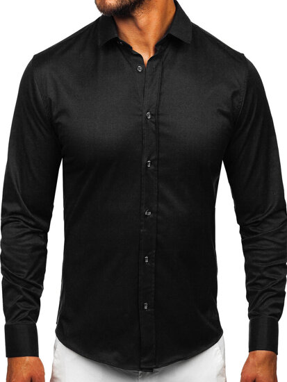 Uomo Camicia elegante a maniche lunghe Nero Bolf 24702