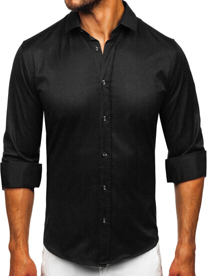 Uomo Camicia elegante a maniche lunghe Nero Bolf 24702