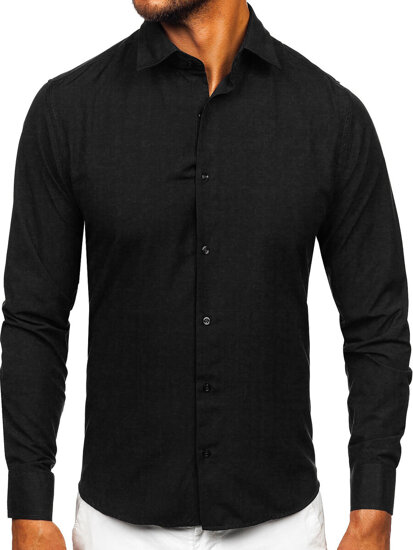 Uomo Camicia elegante a maniche lunghe Nero Bolf 24740