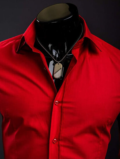 Uomo Camicia elegante a maniche lunghe Rosso Bolf 1703A