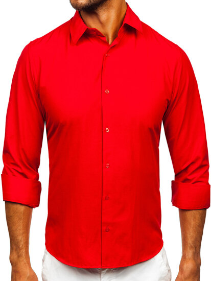 Uomo Camicia elegante a maniche lunghe Rosso Bolf 24740