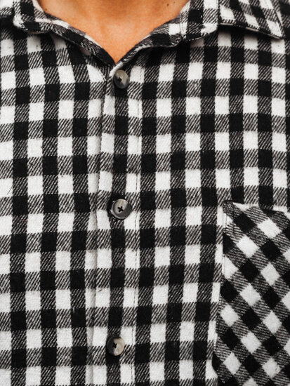 Uomo Camicia in flanella a maniche lunghe a quadri Bianco-Nero Bolf 2025-2