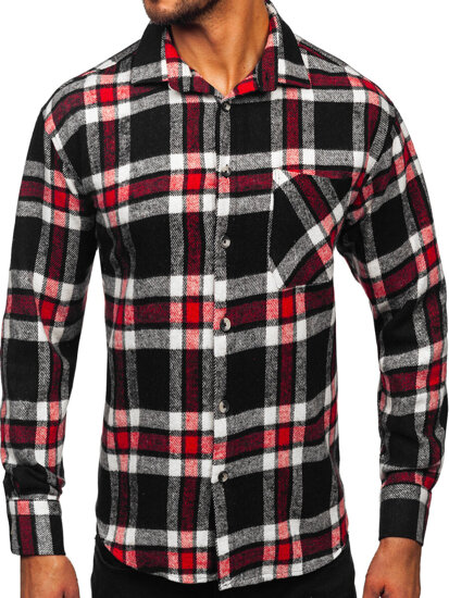 Uomo Camicia in flanella a maniche lunghe a quadri Rosso Bolf 2025-3