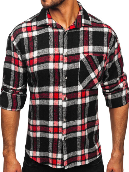 Uomo Camicia in flanella a maniche lunghe a quadri Rosso Bolf 2025-3