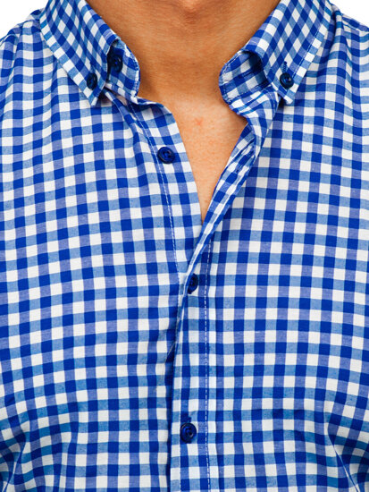 Uomo Camicia vichy a quadri con maniche lunghe Blu scuro Bolf 22747