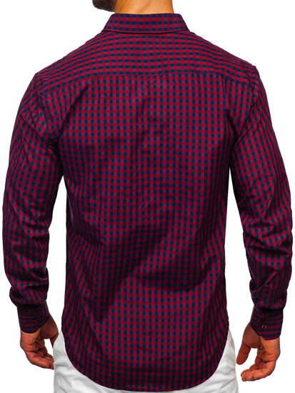 Uomo Camicia vichy a quadri con maniche lunghe Bordo Bolf 22747