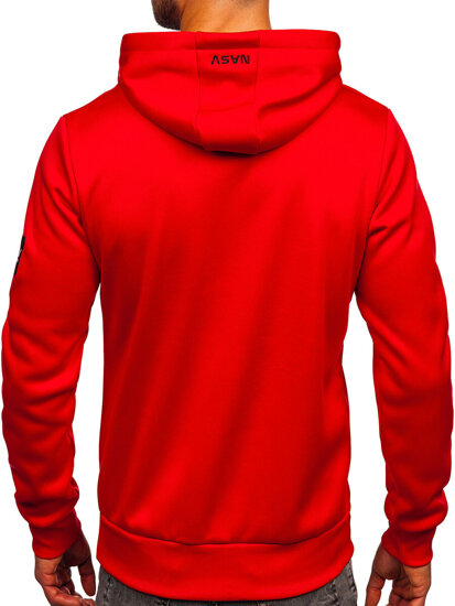 Uomo Felpa con cappuccio con canguro stampato Rosso Bolf HM1073