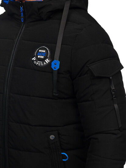 Uomo Giacca invernale doppiopetto Nero-Blu Bolf SM23-506