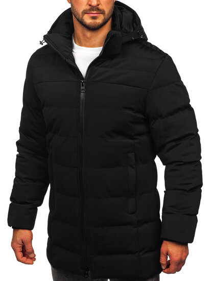 Uomo Giacca invernale lunga con cappuccio Nero Bolf 51M2205