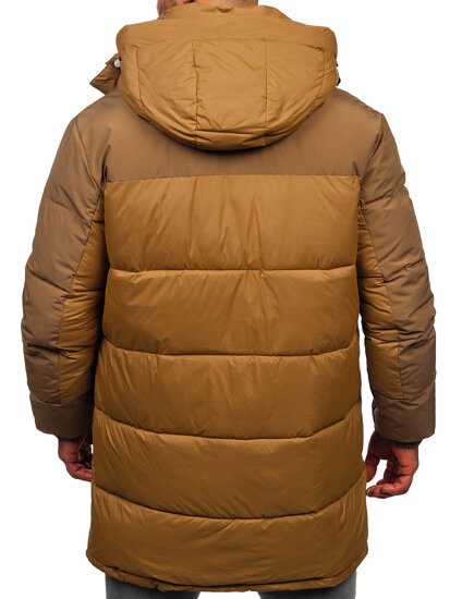 Uomo Giacca invernale trapuntata lunga con cappuccio Camel Bolf 31M5016