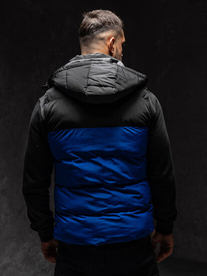 Uomo Gilet trapuntato con cappuccio Blu Bolf 1189A1