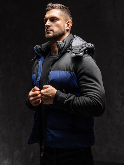 Uomo Gilet trapuntato con cappuccio Blu scuro Bolf 1189A1