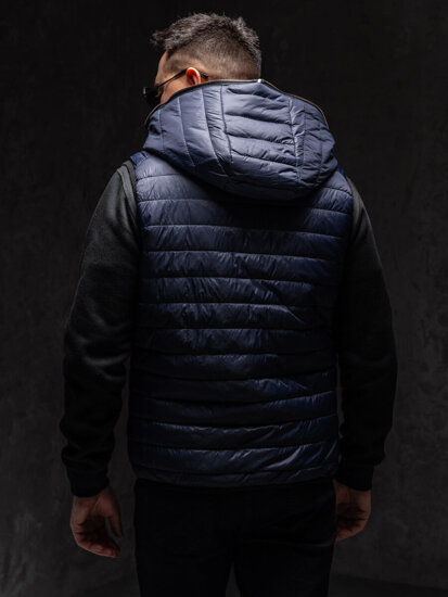 Uomo Gilet trapuntato con cappuccio Blu scuro Bolf 7106A1