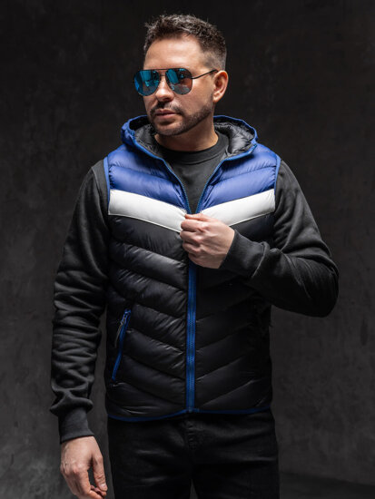 Uomo Gilet trapuntato con cappuccio Blu scuro Bolf HDL88004A1