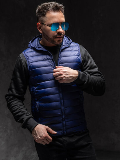 Uomo Gilet trapuntato con cappuccio Blu scuro Bolf LY36A1