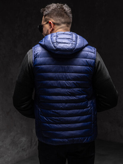 Uomo Gilet trapuntato con cappuccio Blu scuro Bolf LY36A1