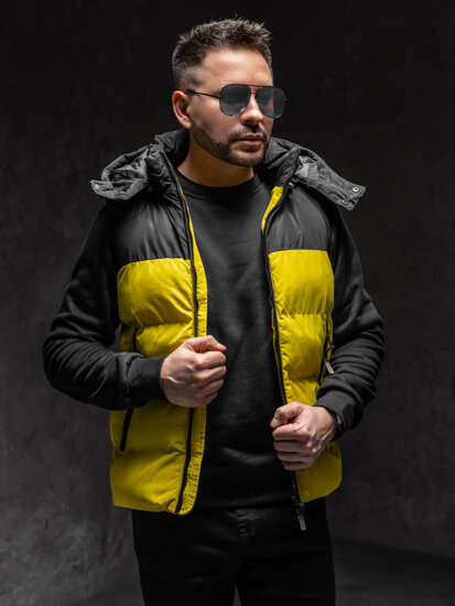 Uomo Gilet trapuntato con cappuccio Giallo Bolf 1189A1