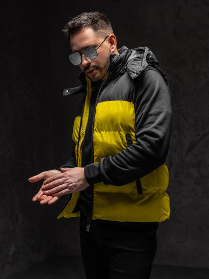 Uomo Gilet trapuntato con cappuccio Giallo Bolf 1189A1