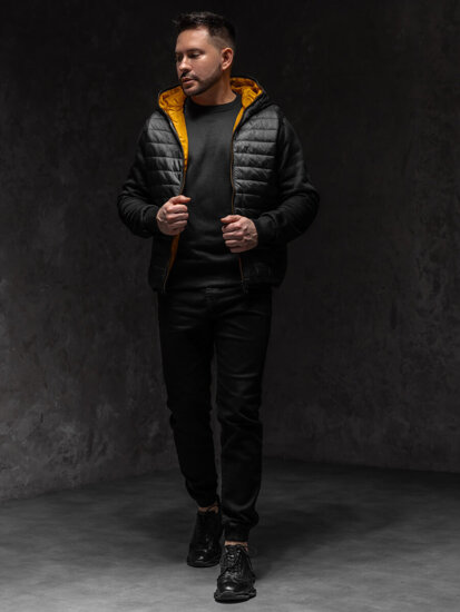 Uomo Gilet trapuntato con cappuccio Nero Bolf 7106A1