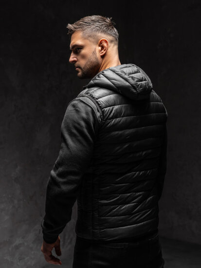 Uomo Gilet trapuntato con cappuccio Nero Bolf LY36A1