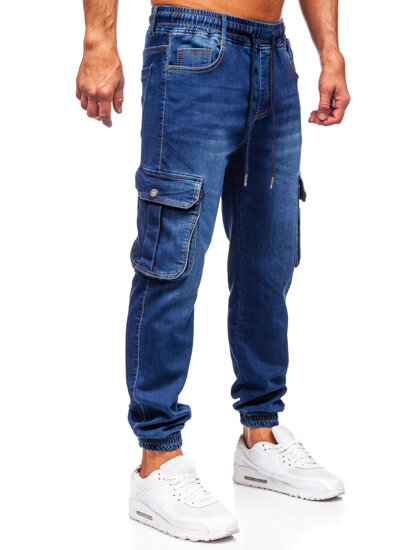 Uomo Joggers cargo in denim Blu scuro Bolf 8166