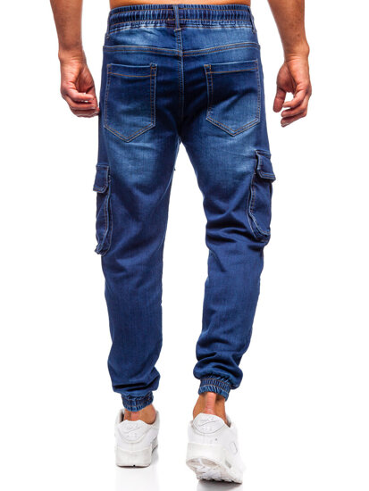 Uomo Joggers cargo in denim Blu scuro Bolf 8166