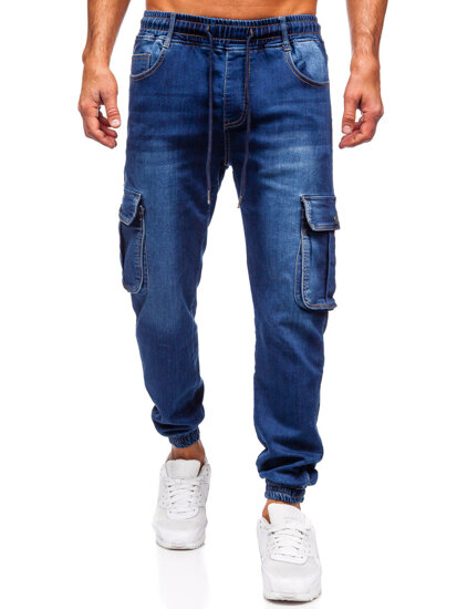 Uomo Joggers cargo in denim Blu scuro Bolf 8166