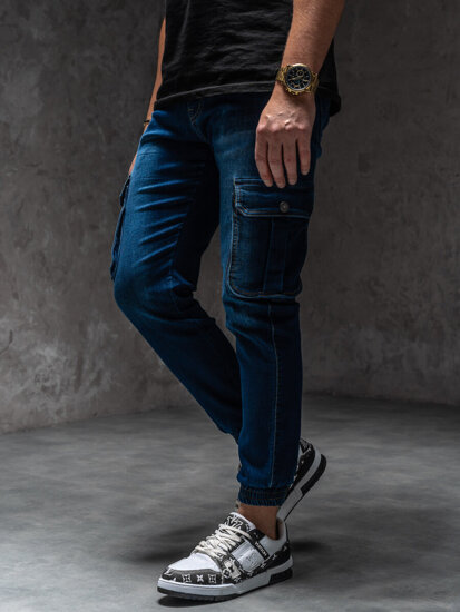 Uomo Joggers cargo in denim Blu scuro Bolf 8166A1