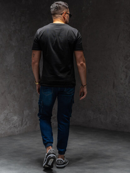 Uomo Joggers cargo in denim Blu scuro Bolf 8166A1