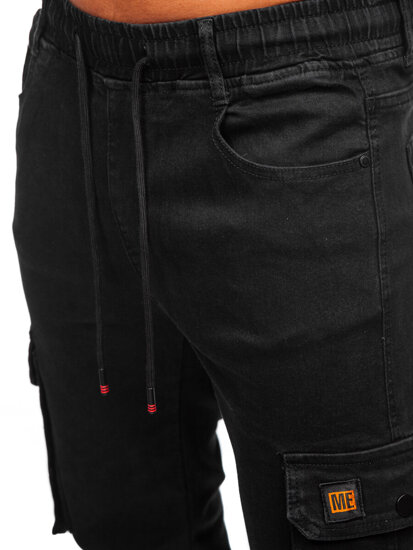 Uomo Joggers cargo in denim Nero Bolf 8165