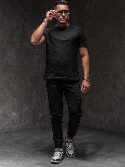 Uomo Joggers cargo in denim Nero Bolf 8165A1