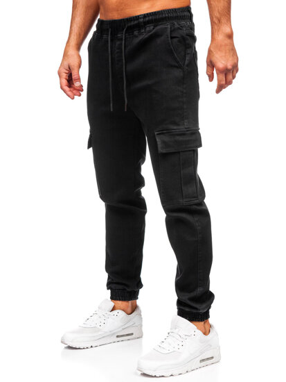 Uomo Joggers cargo in denim Nero Bolf 8170