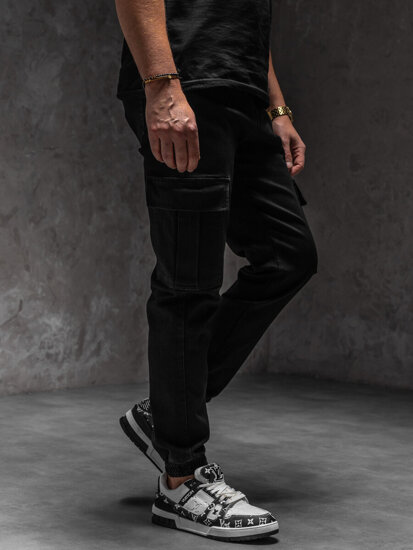 Uomo Joggers cargo in denim Nero Bolf 8170A1