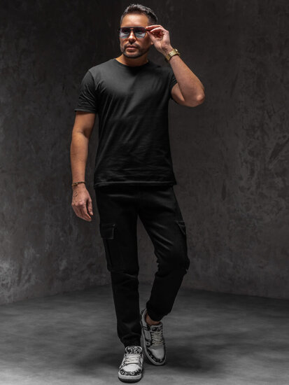 Uomo Joggers cargo in denim Nero Bolf 8170A1