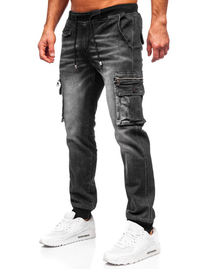 Uomo Joggers cargo in denim Nero Bolf MP0108N